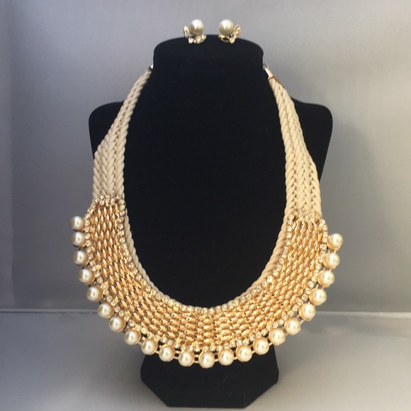 Jewelry - New! Set Hemp Pearl Necklace & Earrings